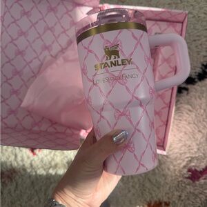 LoveShackFancy X Stanley Pink and Gold Insulated Travel Mug